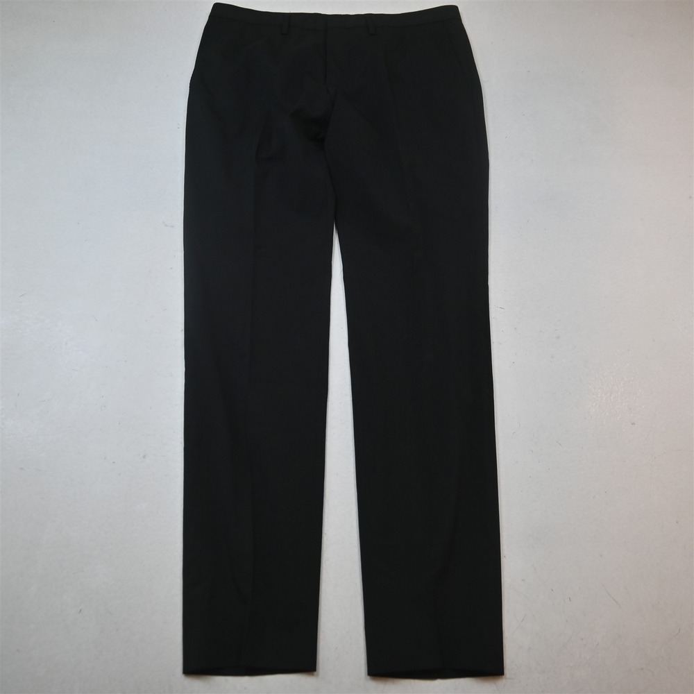 Hugo Boss 32x32 Black 100% Wool Ryan4/Win2 Flat Front Slim Dress Mens Pants